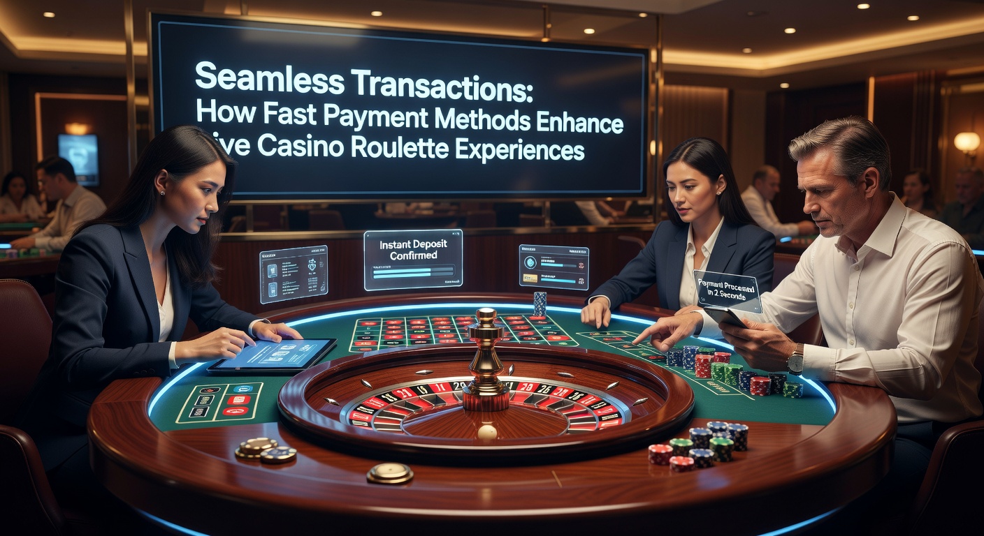 Schnelle Zahlungsoberfläche auf einem Smartphone neben einem Live-Roulette-Stream, der den reibungslosen Echtzeit-Ablauf betont