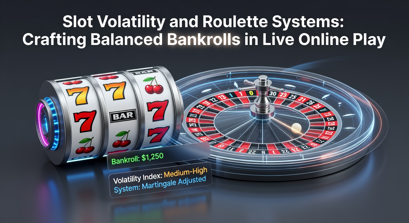 Grafik mit Slot-Maschinen und Roulette-Tischen, die Volatilität und Bankroll-Management illustrieren