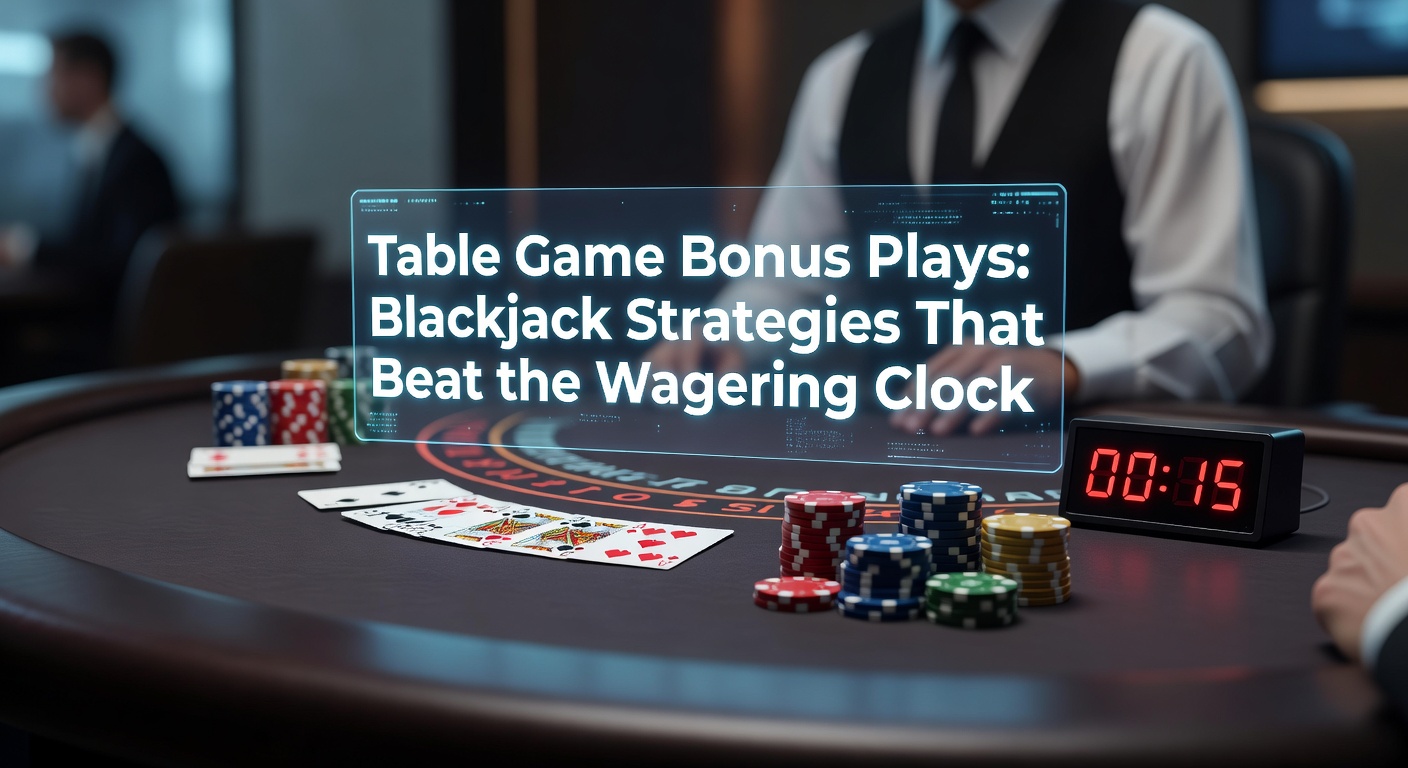 Blackjack-Tisch mit Karten und Chips unter Zeitdruck eines Bonus-Timers