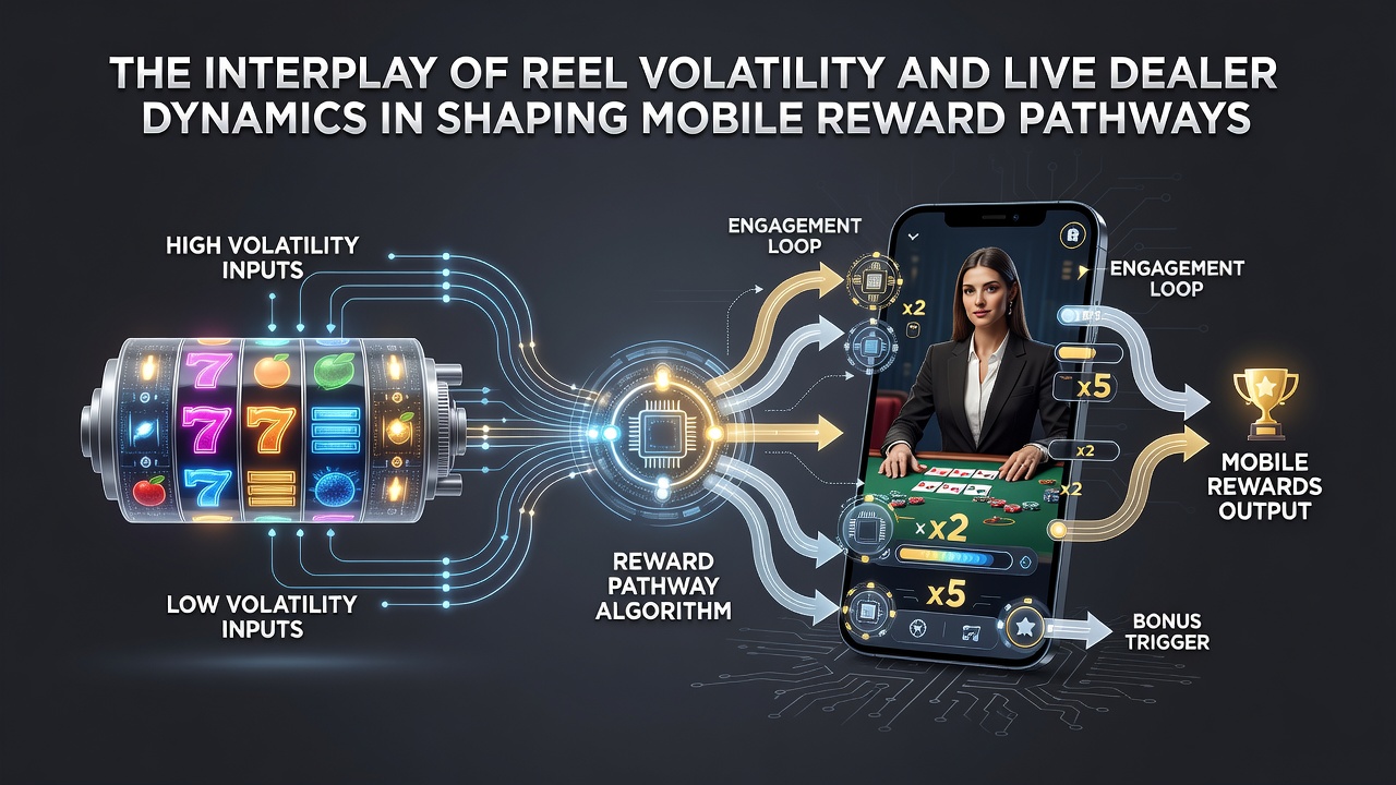 Mobile App-Oberfläche mit verknüpften Slot- und Live-Dealer-Belohnungspfaden